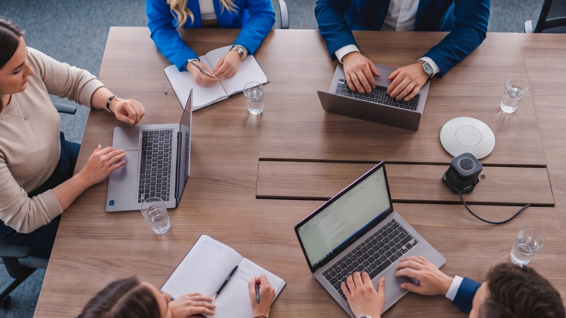 Arbeitsmeeting am Konferenztisch